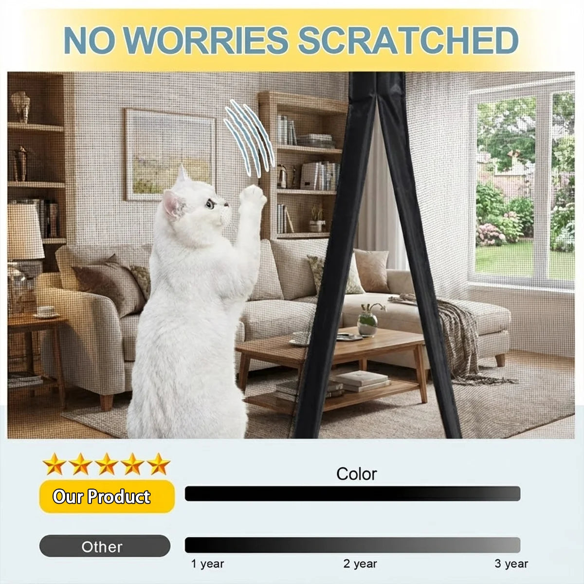 Black Magnetic Screen Door, Hands-Free Entry, Breathable Mesh, Mosquito & Insect Protection for Home