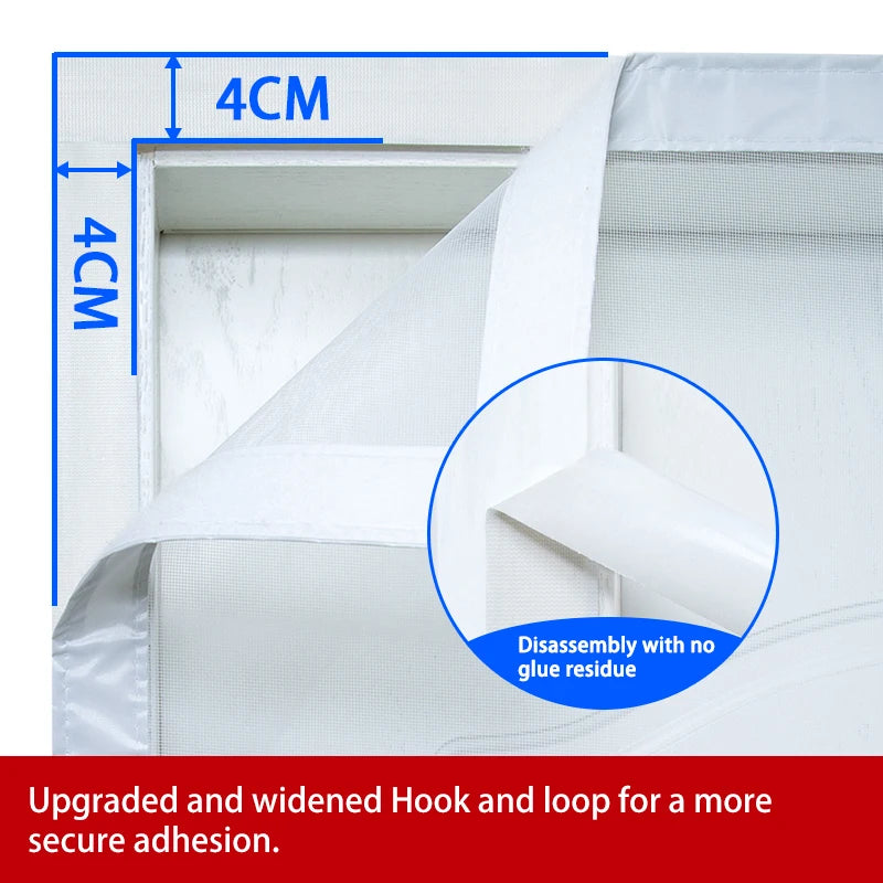 1 Set White Magnetic Mosquito and Insect Screen Door - Modern Invisible Mesh with Automatic Closing for Kitchen and Living Room