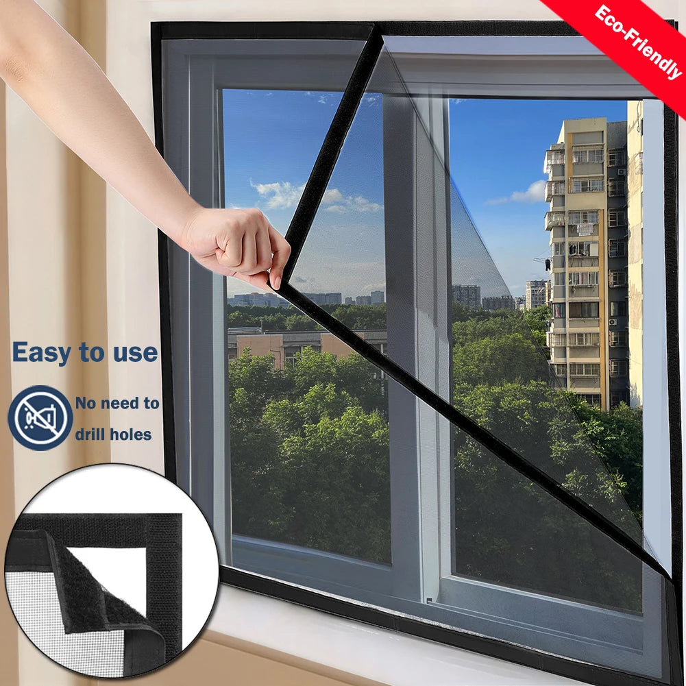 Black Window Mosquito Net Self-adhesive Velkro