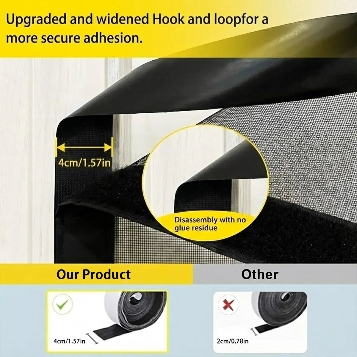 Black Magnetic Screen Door, Hands-Free Entry, Breathable Mesh, Mosquito & Insect Protection for Home